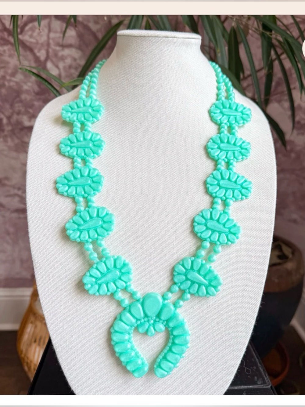 Turquoise Squash Blossom Statement Necklace